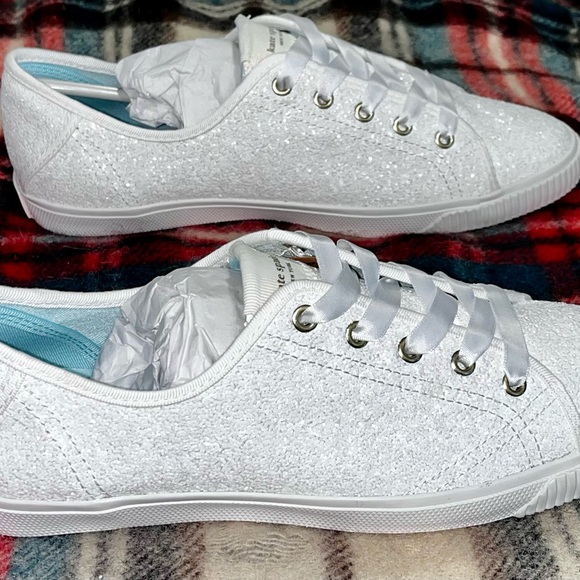 Kate Spade-Trista Glitter Sneaker in white size 8 1/2 - Picture 3 of 16